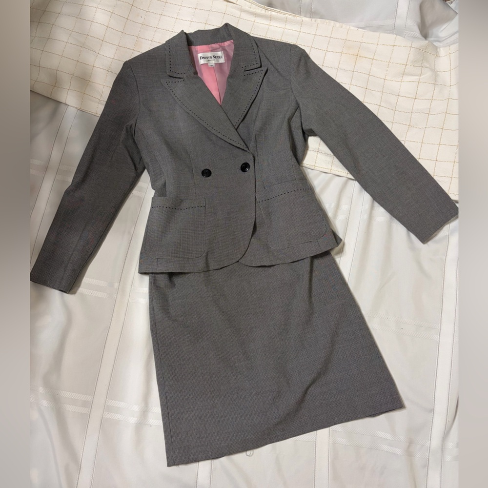 Danny & Nicole Charcoal Blazer and Skirt Set